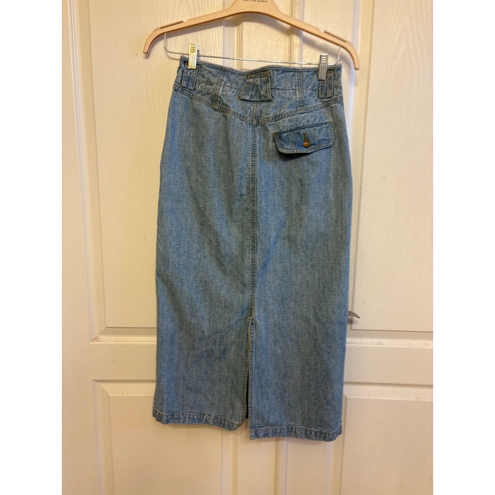 Vintage‎ ILGWU Made in USA Denim Midi Skirt Light Wash Pleated High Waist Sz 10 - Picture 8 of 8